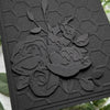 black flower card close up