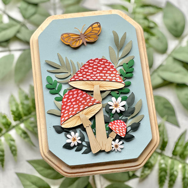 Mushroom Art Wood Plaque